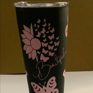 Sunflower and butterfly Tumblr pink and black